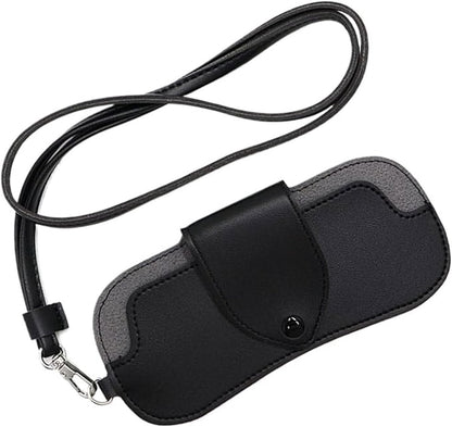 Portable Sunglasses Case - Glasses Case with Neck Strap - Dimensions: 16.5 x 7.4 x 0.9 cm - Compact and Durable Design - Perfect for Hiking, Camping and Traveling - Black