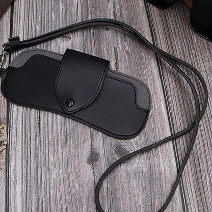 Portable Sunglasses Case - Glasses Case with Neck Strap - Dimensions: 16.5 x 7.4 x 0.9 cm - Compact and Durable Design - Perfect for Hiking, Camping and Traveling - Black - Image 2