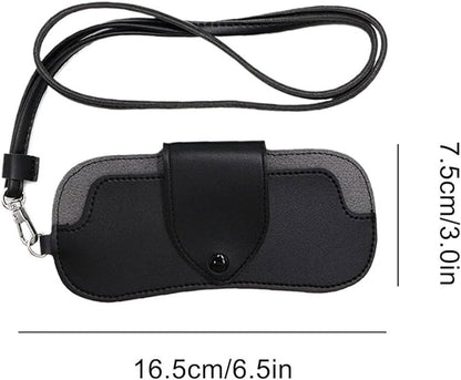 Portable Sunglasses Case - Glasses Case with Neck Strap - Dimensions: 16.5 x 7.4 x 0.9 cm - Compact and Durable Design - Perfect for Hiking, Camping and Traveling - Black - Image 5