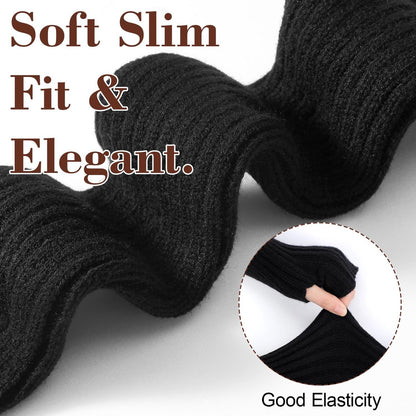 Black Wristbands - Long Knitted Wristbands - Fingerless Gloves - Long Knitted Sleeves for Women - Long Fingerless Sleeves - (Black) - Image 2