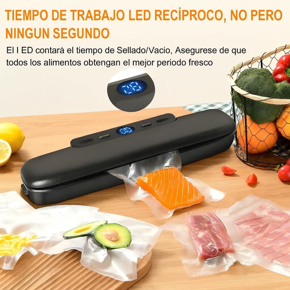 Vacuum Packaging Machine - Household Vacuum Packaging Machine - One-Button Vacuum Packaging Machine for Dry and Wet Food Storage - Includes 50 Vacuum Bags - Compact Vacuum Packaging Machine (Black) - Image 5