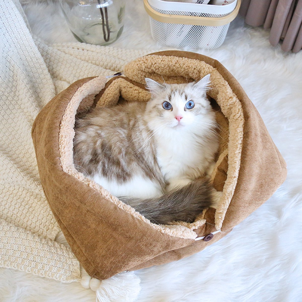 Dog Bed - Cat Bed - Dog Mat - 2-in-1 Warm Cat Bed - Pet Bed - Cat Sofa - Cat - Soft and Fluffy - 70*50cm - Image 2