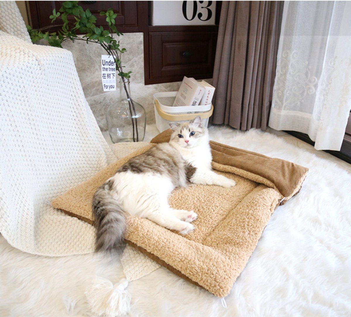 Dog Bed - Cat Bed - Dog Mat - 2-in-1 Warm Cat Bed - Pet Bed - Cat Sofa - Cat - Soft and Fluffy - 70*50cm - Image 5