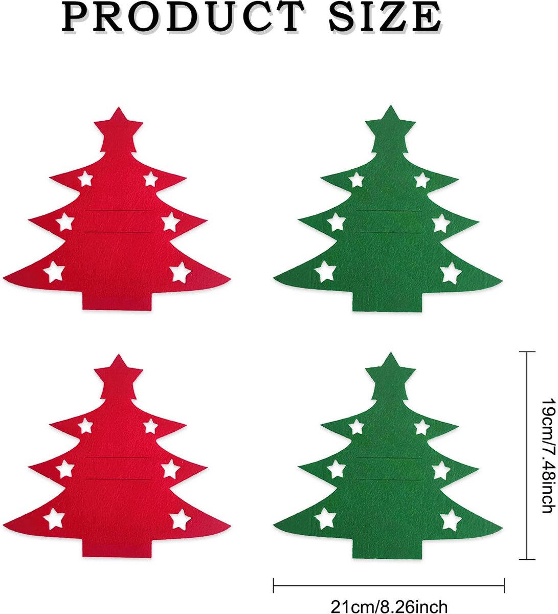 Christmas Tree Cutlery Organizer - 24-Piece Pack - Silver Cutlery Organizer Bag - Cutlery Case - Christmas Tree Pattern Felt Cutlery Case - Christmas Holiday Party Table Decoration - Image 5