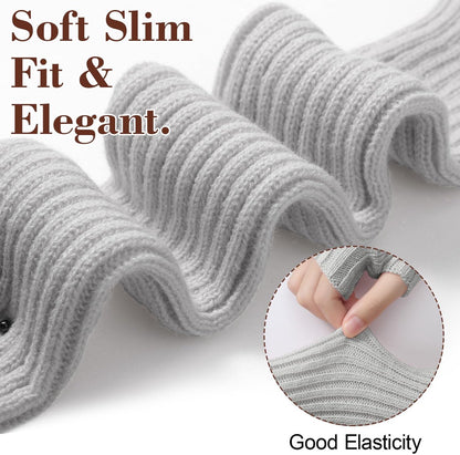 Arm Sleeves - Women's Long Fingerless Knitted Y2K Arm Sleeves - (Gray) - Image 3