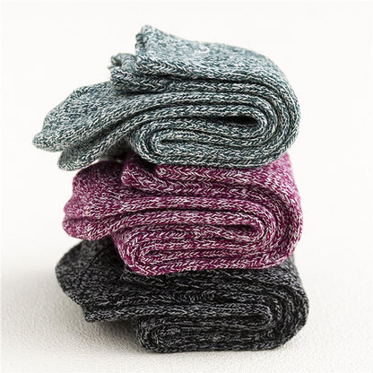 5 Pairs of Socks - Autumn/Winter - Extra Long and Plus Size Double Needle Stitch - Cable Knit - Thick - Warm - Women's Socks Up to the Calf - Image 3