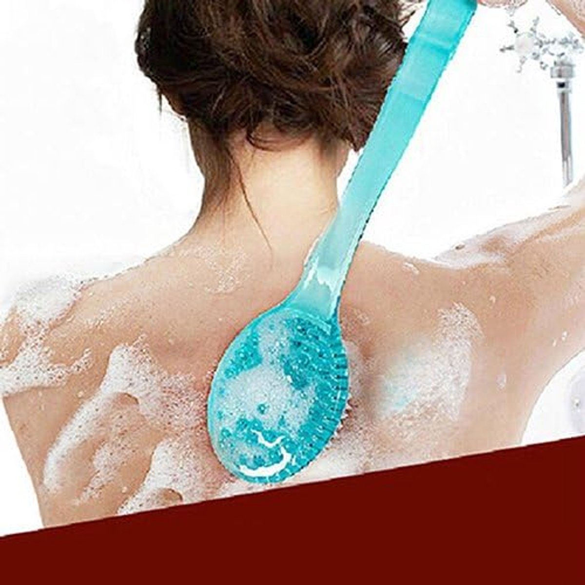 1 piece - Long handle - Household bath brush - Back brush (blue) - Image 3