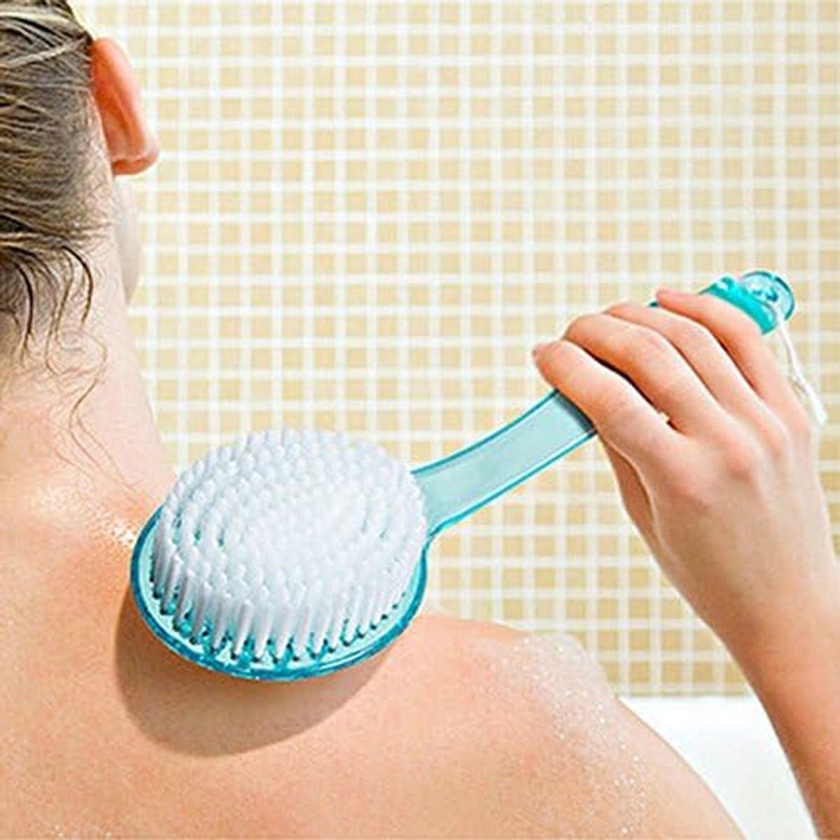 1 piece - Long handle - Household bath brush - Back brush (blue) - Image 4