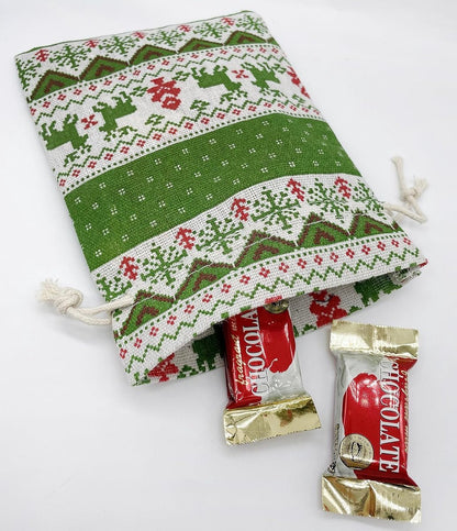 Christmas linen gift bags - 24 pieces - 13x18cm - Christmas decoration for indoors - Reusable - Christmas candy bags with drawstring - Suitable for gift bags for children's parties during the Christmas holidays - Image 4
