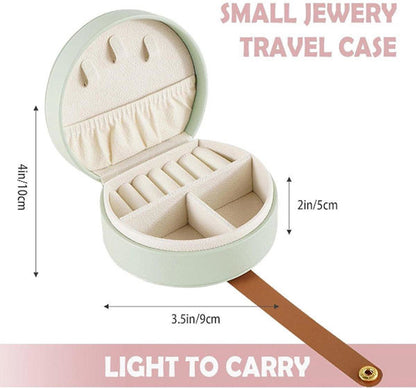Small portable leather jewelry box - travel box - for necklaces, rings and earrings - green - Image 3