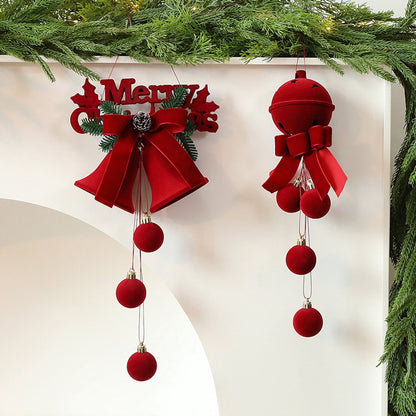 Christmas Bells - Decorative Pendant - Christmas Bells with Flock Print - Christmas Tree Decoration Display - Hanging Ornaments - 2 Pieces - Image 3