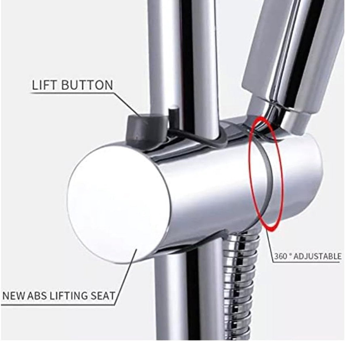 Shower Rod Slide Rail - 24mm Diameter - Handheld Shower Head Holder - Adjustable - ABS Material - Handheld Shower Head - Shower Head - Shower Head Holder - Handheld Shower Head Holder - Shower - Bathroom - Silver - Universal - Suitable for shower rods - E - Image 2