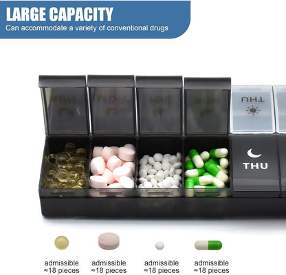Storage Box - Vitamin Box Medicine Dispenser - Twice Daily (Black & White) - Image 4