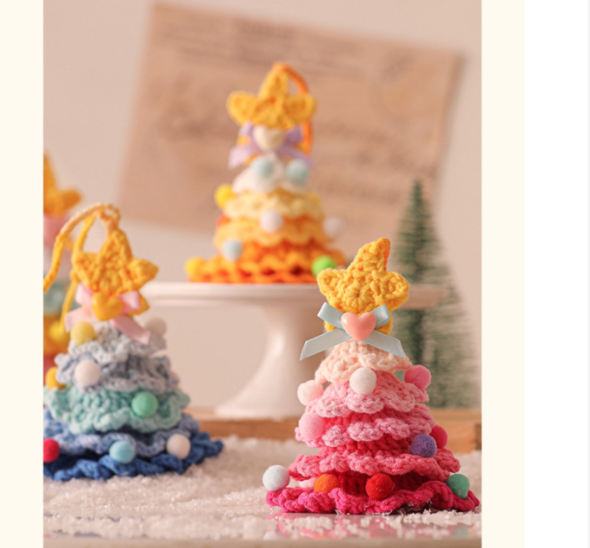 Christmas Decorations - Crochet Christmas Tree Bell Decorations - Small Christmas Decorations - Car Decorations - Style D - Image 5
