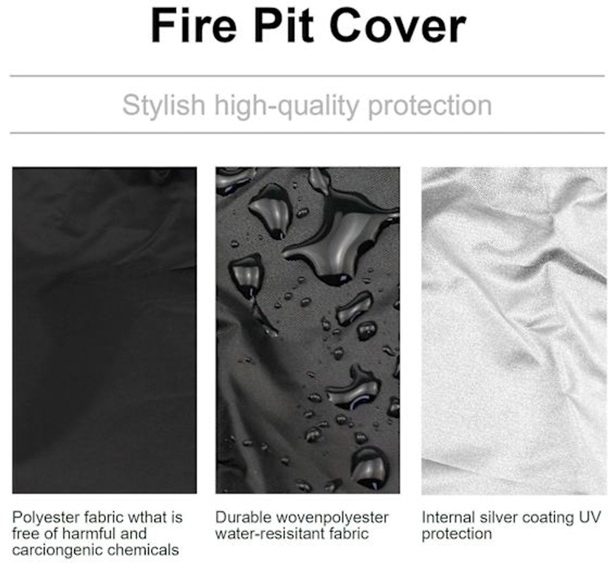 Round grill cover - waterproof, windproof, UV-resistant - Oxford cloth fire pit cover - 122x46cm - Image 4