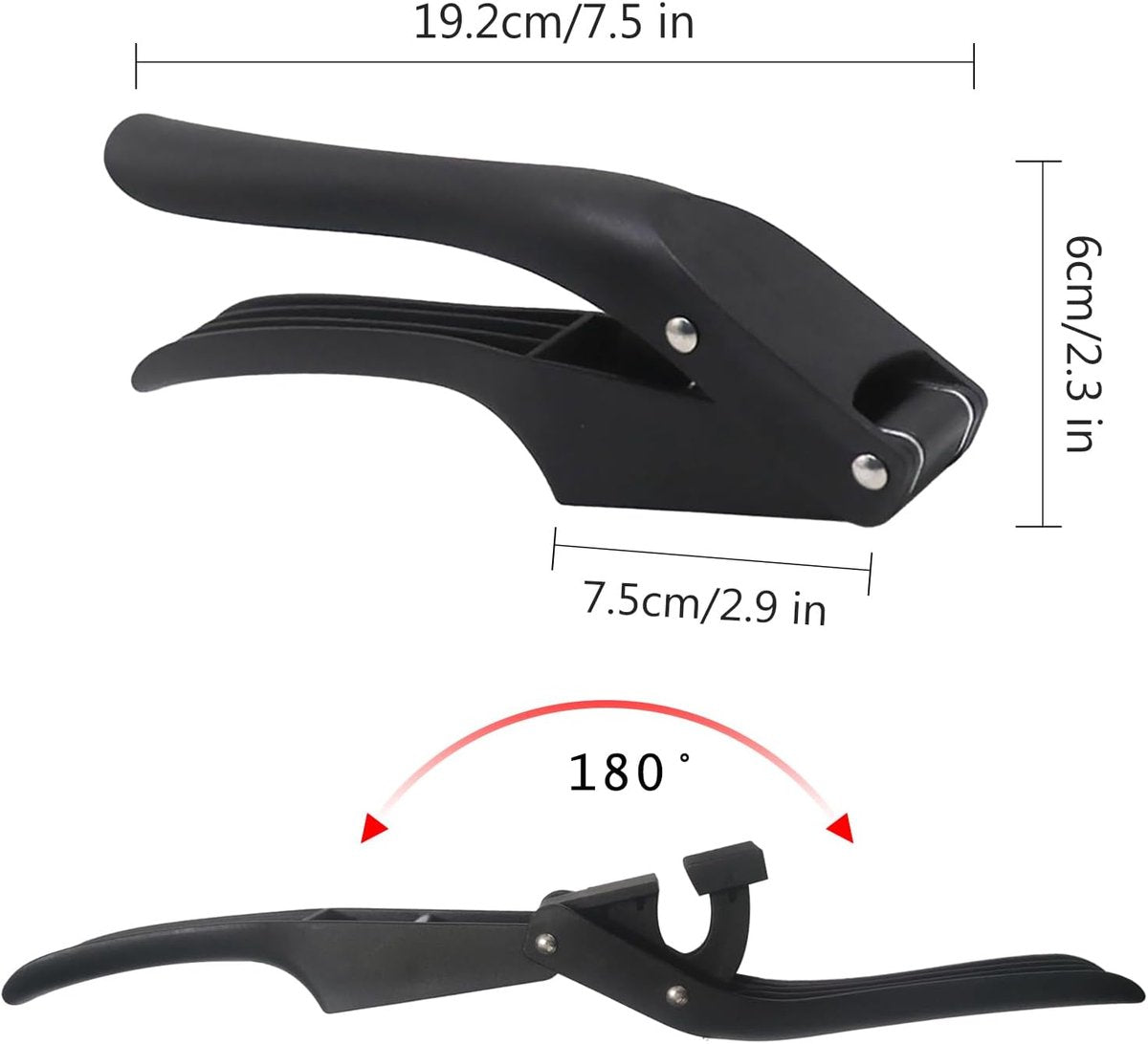 2-in-1 Garlic Press - Stainless Steel Garlic Press - Kitchen Garlic Press - Ginger Press - Non-slip - Easy to Clean (Black) - Image 4