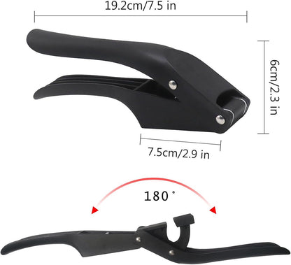 2-in-1 Garlic Press - Stainless Steel Garlic Press - Kitchen Garlic Press - Ginger Press - Non-slip - Easy to Clean (Black) - Image 4