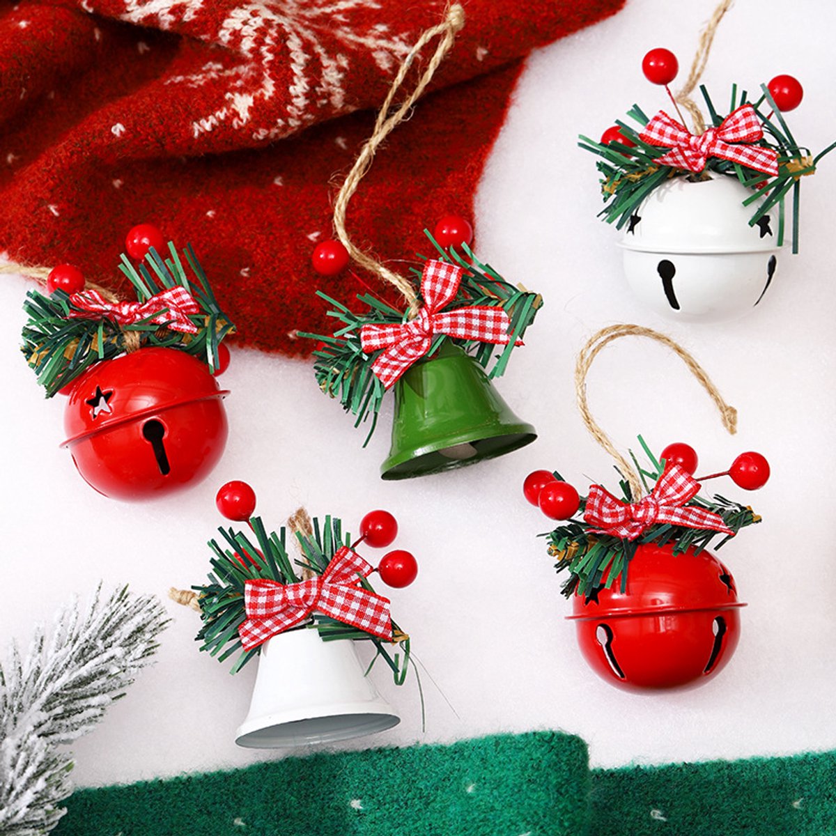 Christmas Bells - 6 - Christmas Tree Decorations - Metal Bells - Christmas Decorations - DIY Metal Bell Hangers - Image 2