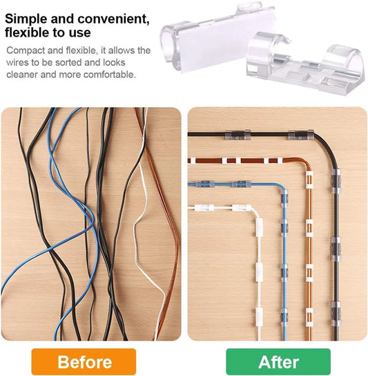 40 7mm Cable Organizer Clips with Adhesive Backing - Wall Mount Cable Clips - Cable Holder with Clips - Cable Clips for Home or Office - Desk Cables - Wall - Cable Management for TV, PC and Laptops - Image 4