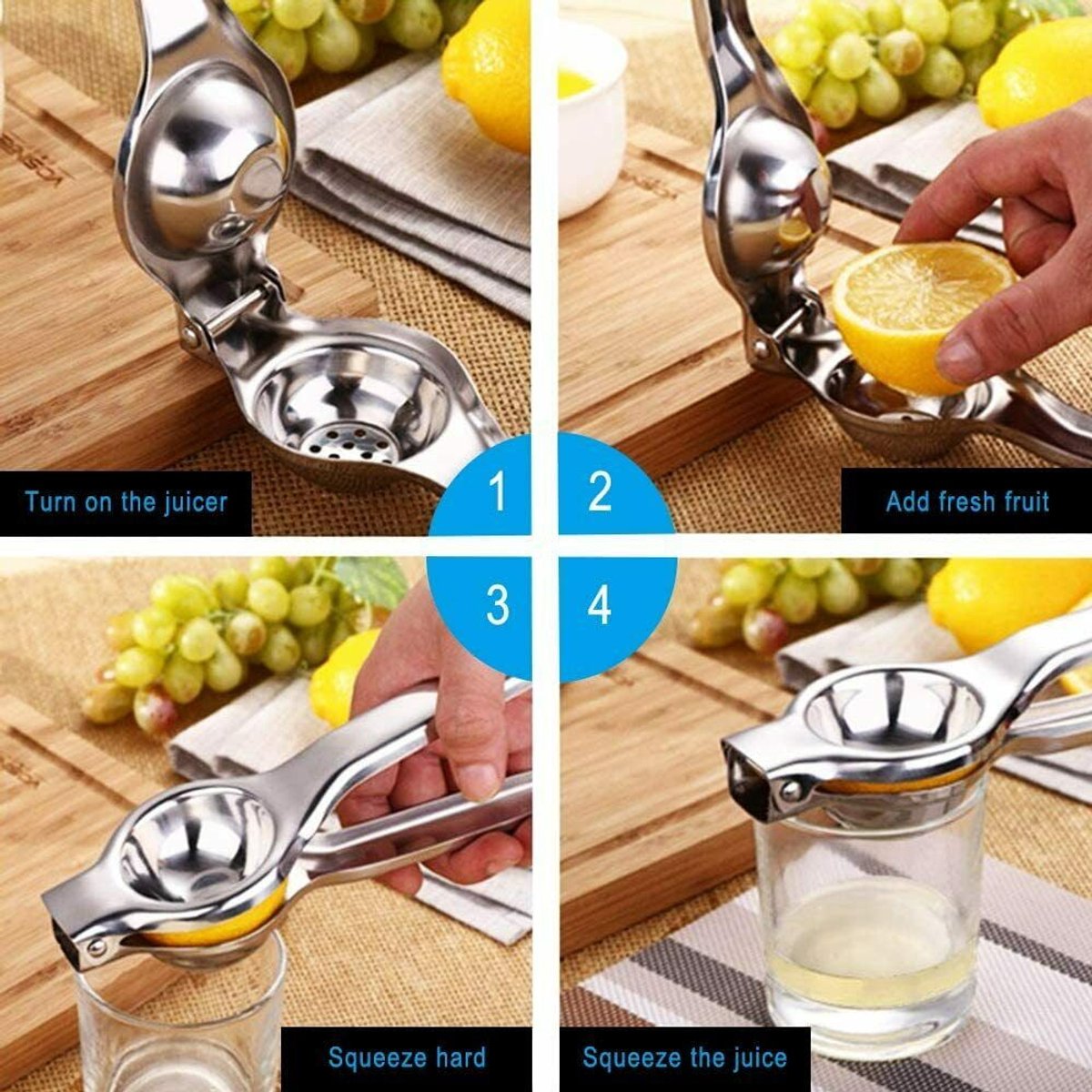 Lemon Juicer - Stainless Steel - Manual Orange Juicer (Silver) - Image 5