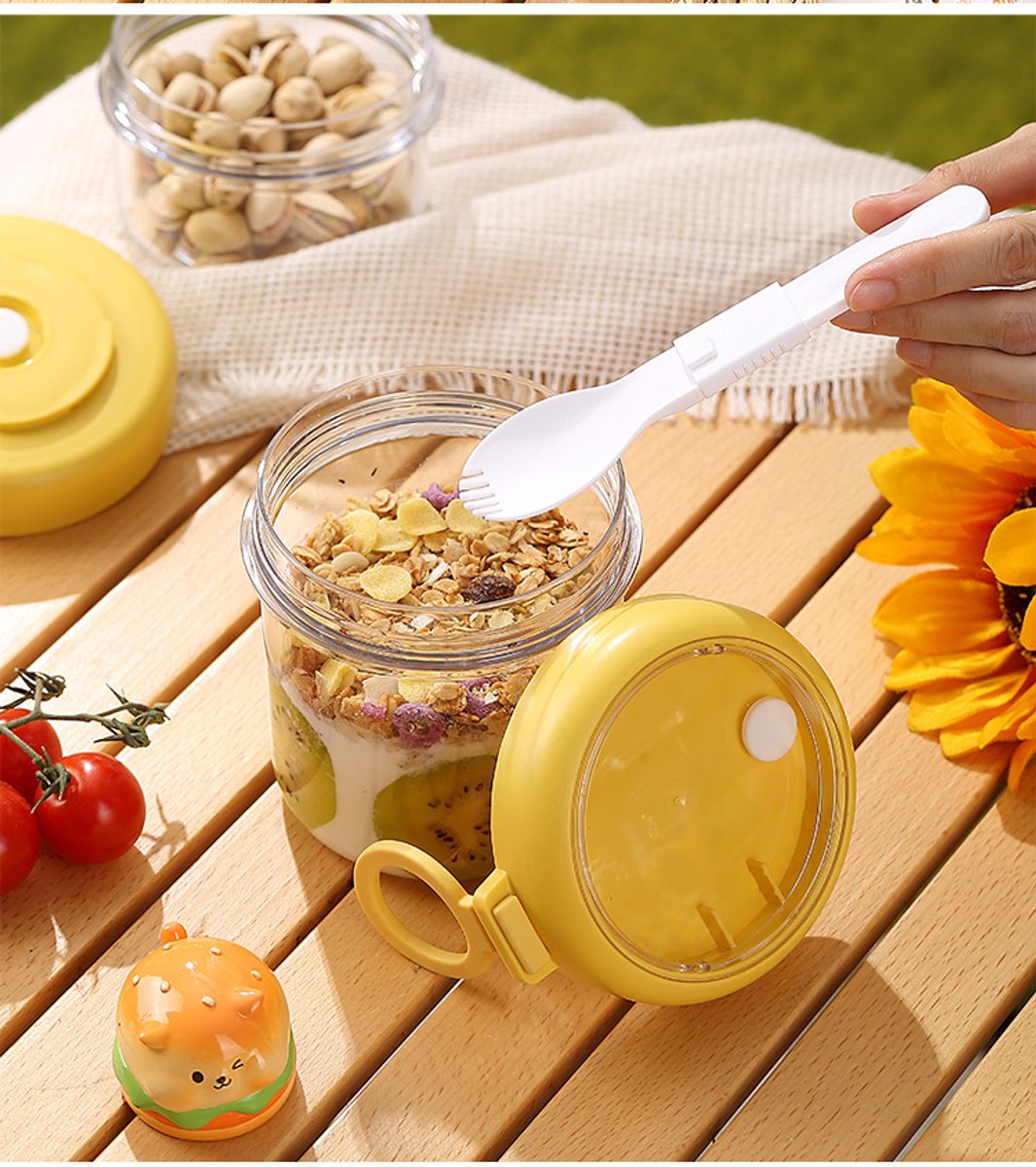 Yogurt Cup to Go - 880 mL - Muesli Cup - Oats Pots - Soup Cup - Lunch Cup - Lunch Pot - Leak-Proof - Insulated - with Spoon - Dishwasher Safe - Purple - Image 4