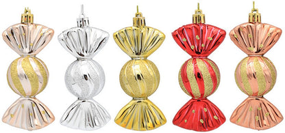 Christmas Decorations - Christmas Decorations - Painted Candy Tree Decorations - Rose Gold (5 per box) - Image 2