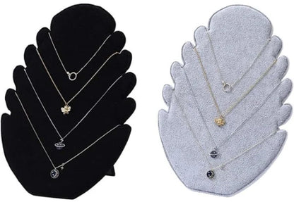 Set of two - Necklace display rack with 5 compartments - Velvet fabric - for hanging necklaces and storing jewelry