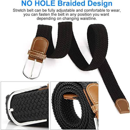 Women's Braided Belt - Stretch Canvas - Elastic Waistband - 2-Pack - No Holes - Image 3