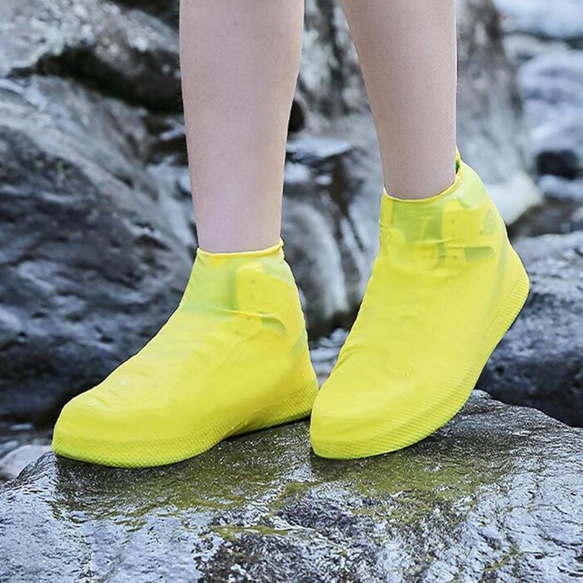 Overshoes - 1 Pair - Waterproof Silicone Overshoes - Reusable, Non-slip, Suitable for Outdoor Activities (Yellow - Size L) - Image 4