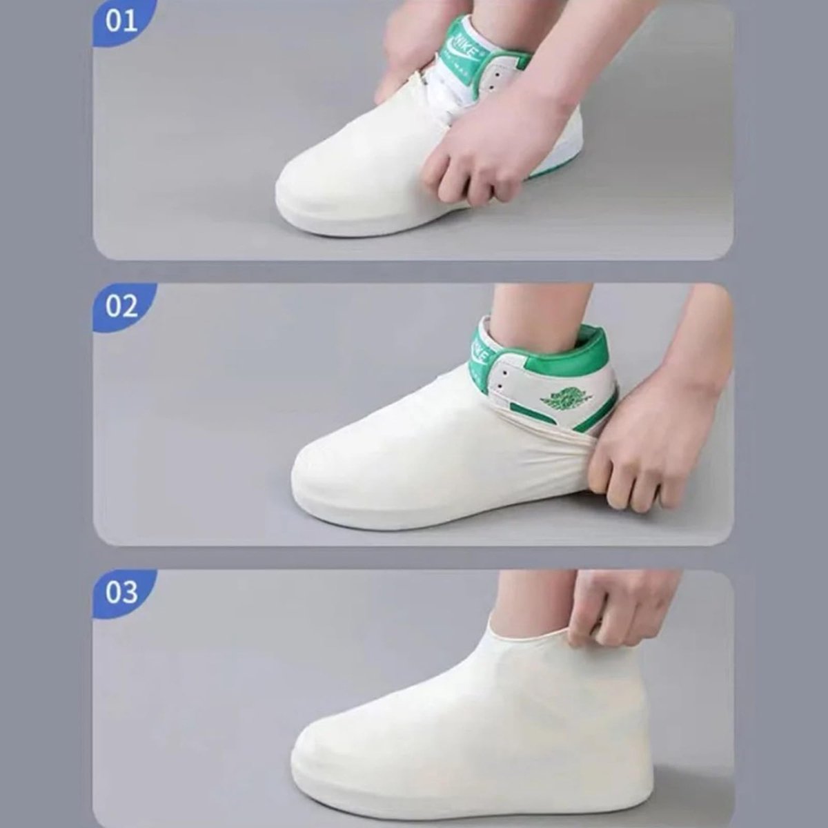 Overshoes - 1 Pair - Waterproof Silicone Overshoes - Reusable, Non-slip, Suitable for Outdoor Activities (White - Size M) - Image 2