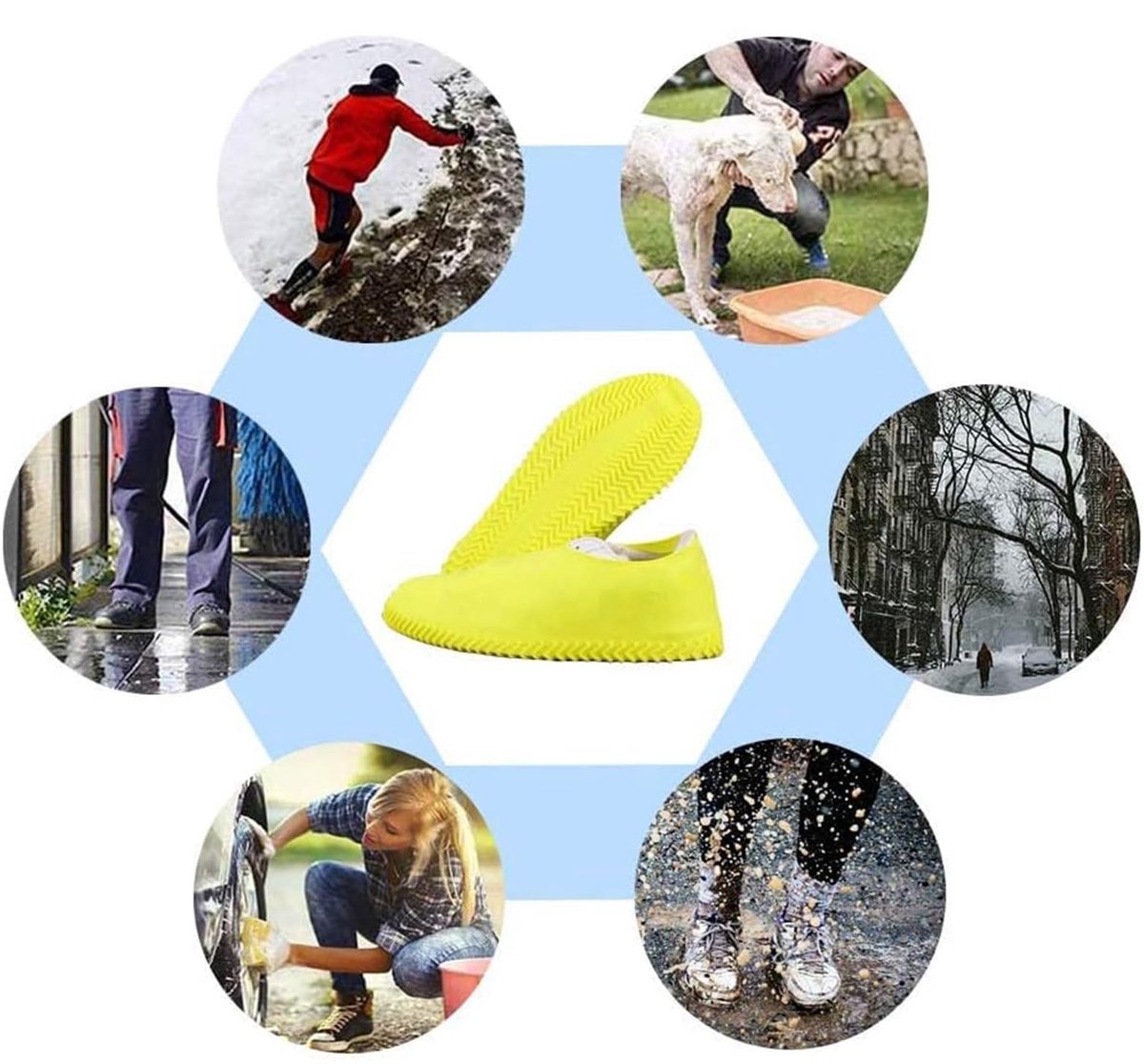 Overshoes - 1 Pair - Waterproof Silicone Overshoes - Reusable, Non-slip, Suitable for Outdoor Activities (Yellow - Size M) - Image 3