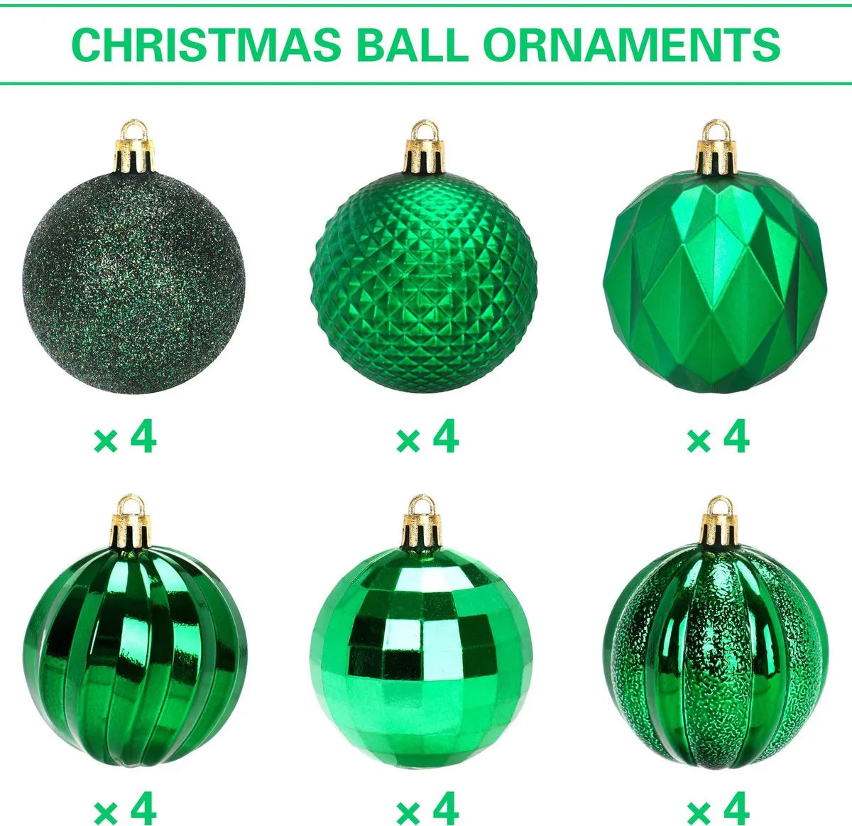 Christmas Baubles - 24 pieces - Large size, 6 cm diameter - Unbreakable plastic - Christmas tree decoration - Various Christmas bauble decorations suitable for weddings, Mother's Day party decorations (vegetable) - Image 2