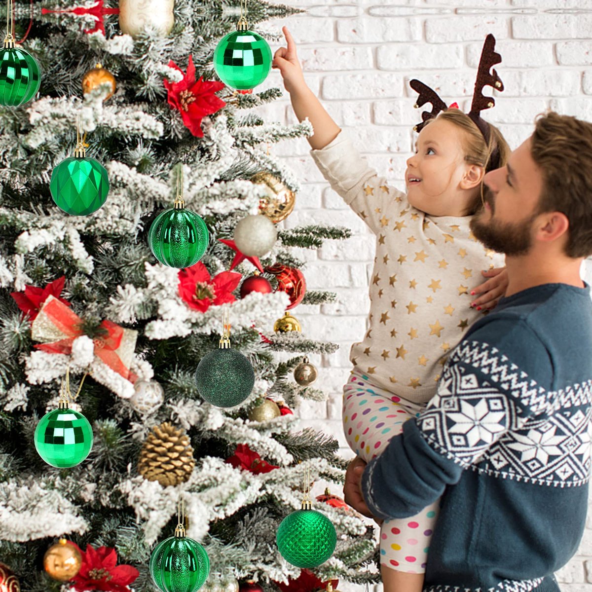 Christmas Baubles - 24 pieces - Large size, 6 cm diameter - Unbreakable plastic - Christmas tree decoration - Various Christmas bauble decorations suitable for weddings, Mother's Day party decorations (vegetable) - Image 4