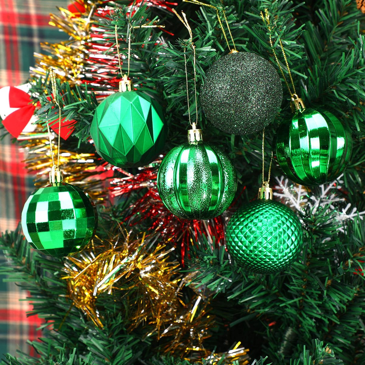 Christmas Baubles - 24 pieces - Large size, 6 cm diameter - Unbreakable plastic - Christmas tree decoration - Various Christmas bauble decorations suitable for weddings, Mother's Day party decorations (vegetable) - Image 6