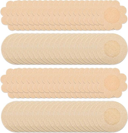 80 Invisible Nipple Shields - Disposable Nipple Shields - Nipple Shields for Women - Breathable Breast Shields - Unisex Nipple Shields - Round and Plum Shape - Off White - One Size