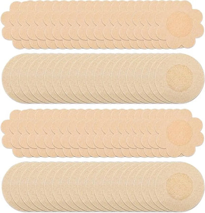 80 Invisible Nipple Shields - Disposable Nipple Shields - Nipple Shields for Women - Breathable Breast Shields - Unisex Nipple Shields - Round and Plum Shape - Off White - One Size