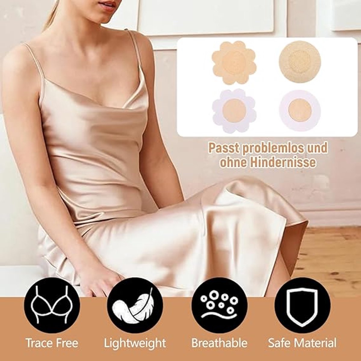 80 Invisible Nipple Shields - Disposable Nipple Shields - Nipple Shields for Women - Breathable Breast Shields - Unisex Nipple Shields - Round and Plum Shape - Off White - One Size - Image 3