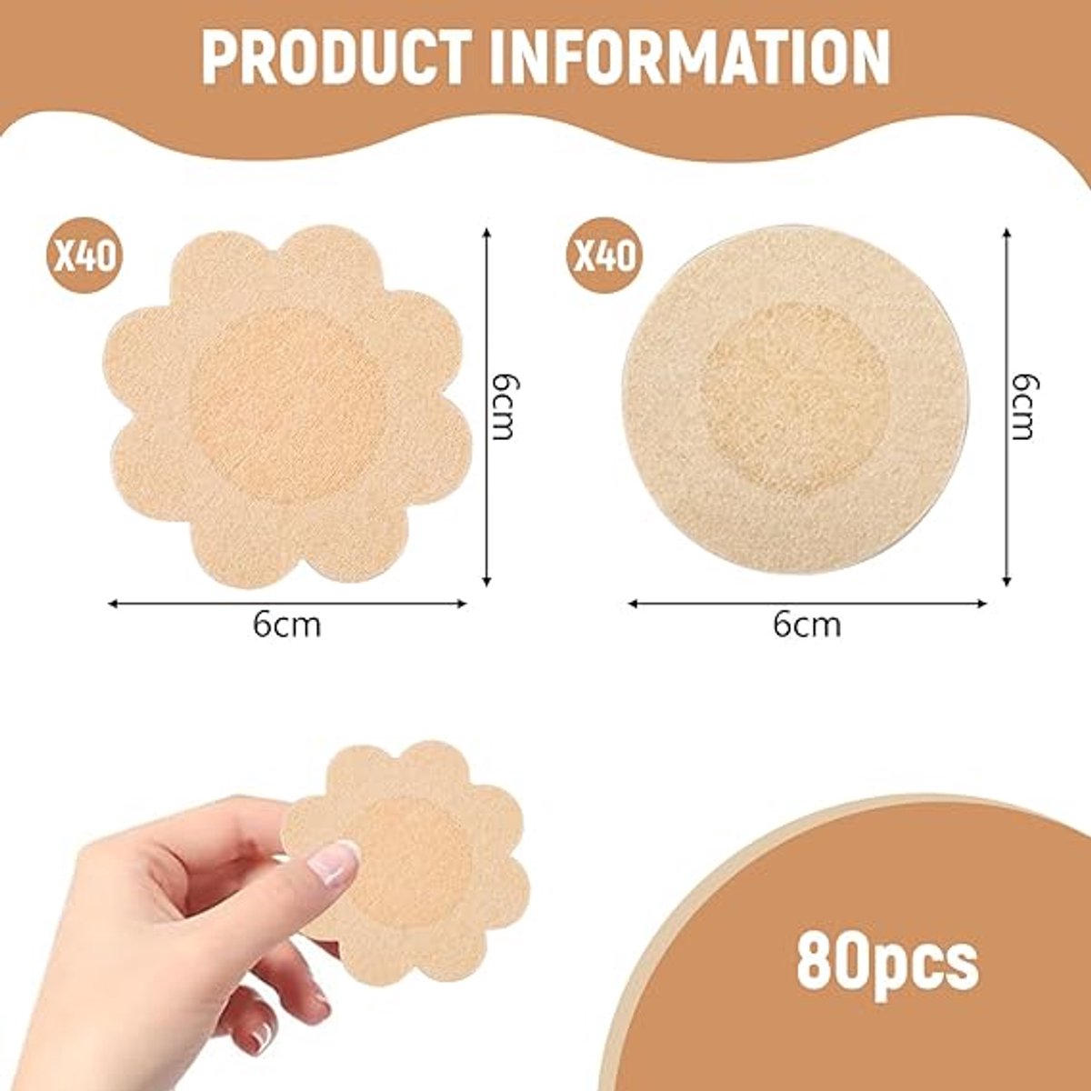 80 Invisible Nipple Shields - Disposable Nipple Shields - Nipple Shields for Women - Breathable Breast Shields - Unisex Nipple Shields - Round and Plum Shape - Off White - One Size - Image 6