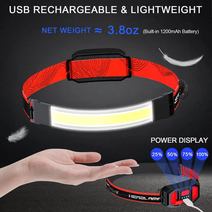 Headlamp LED Rechargeable - Headlight - 2-Pack Rechargeable LED Headlamp - 230° Wide Angle Lighting - High Lumens, 3 Modes - Lightweight Headlamp - Suitable for Running, Cycling, Camping - Image 3