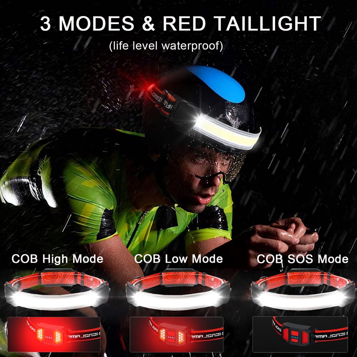 Headlamp LED Rechargeable - Headlight - 2-Pack Rechargeable LED Headlamp - 230° Wide Angle Lighting - High Lumens, 3 Modes - Lightweight Headlamp - Suitable for Running, Cycling, Camping - Image 4