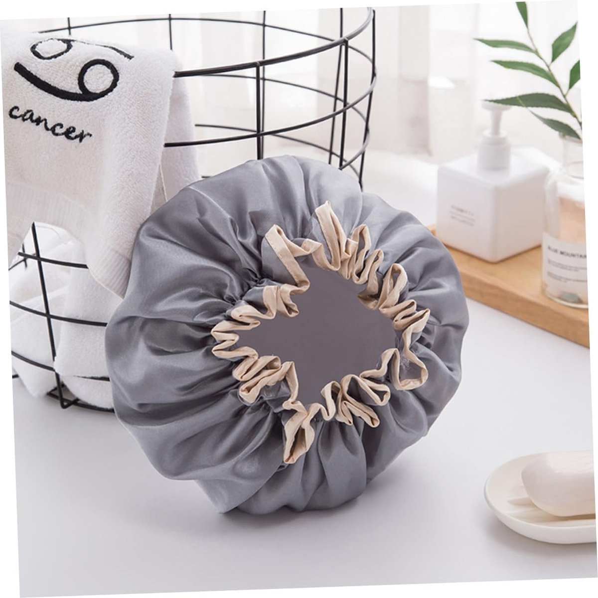 Four-Piece Double Layer Shower Cap Set - Hair Salon - Shower Cap Cover - Kitchen Cap - Pink - Gray - Brown - Light Pink - Women's Essential Bathroom Supplies - Image 3
