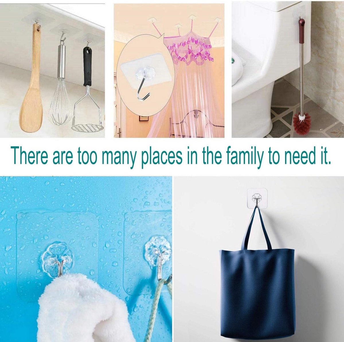 Self-adhesive hooks - transparent - waterproof - self-adhesive wall hooks - suitable for keys - bathroom, shower, outdoor, kitchen, door - practical pack of 24 - Image 4