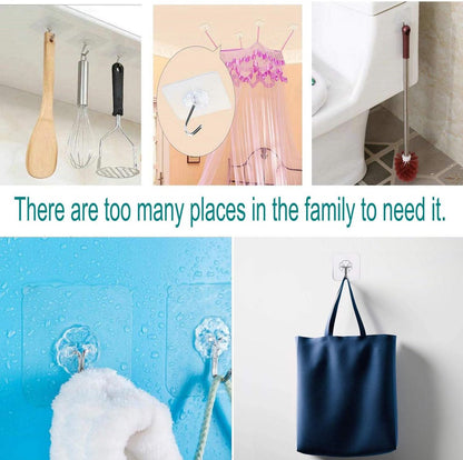 Self-adhesive hooks - transparent - waterproof - self-adhesive wall hooks - suitable for keys - bathroom, shower, outdoor, kitchen, door - practical pack of 24 - Image 4