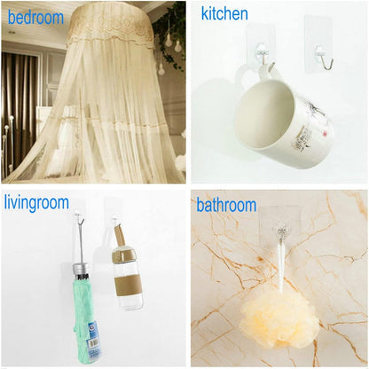 Self-adhesive hooks - transparent - waterproof - self-adhesive wall hooks - suitable for keys - bathroom, shower, outdoor, kitchen, door - practical pack of 24 - Image 9