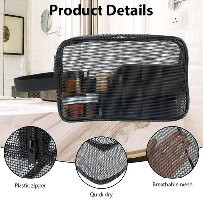 Toiletry Bag - Black Mesh Toiletry Bag - Perfect for travel, toiletry bag organizer, gym, camping - Image 2