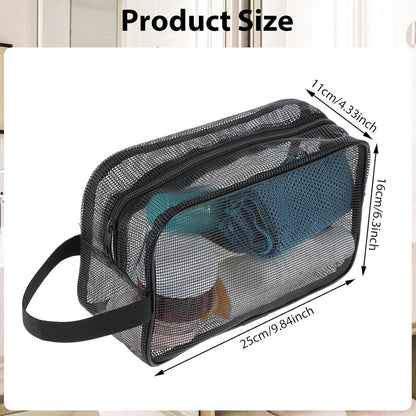 Toiletry Bag - Black Mesh Toiletry Bag - Perfect for travel, toiletry bag organizer, gym, camping - Image 3