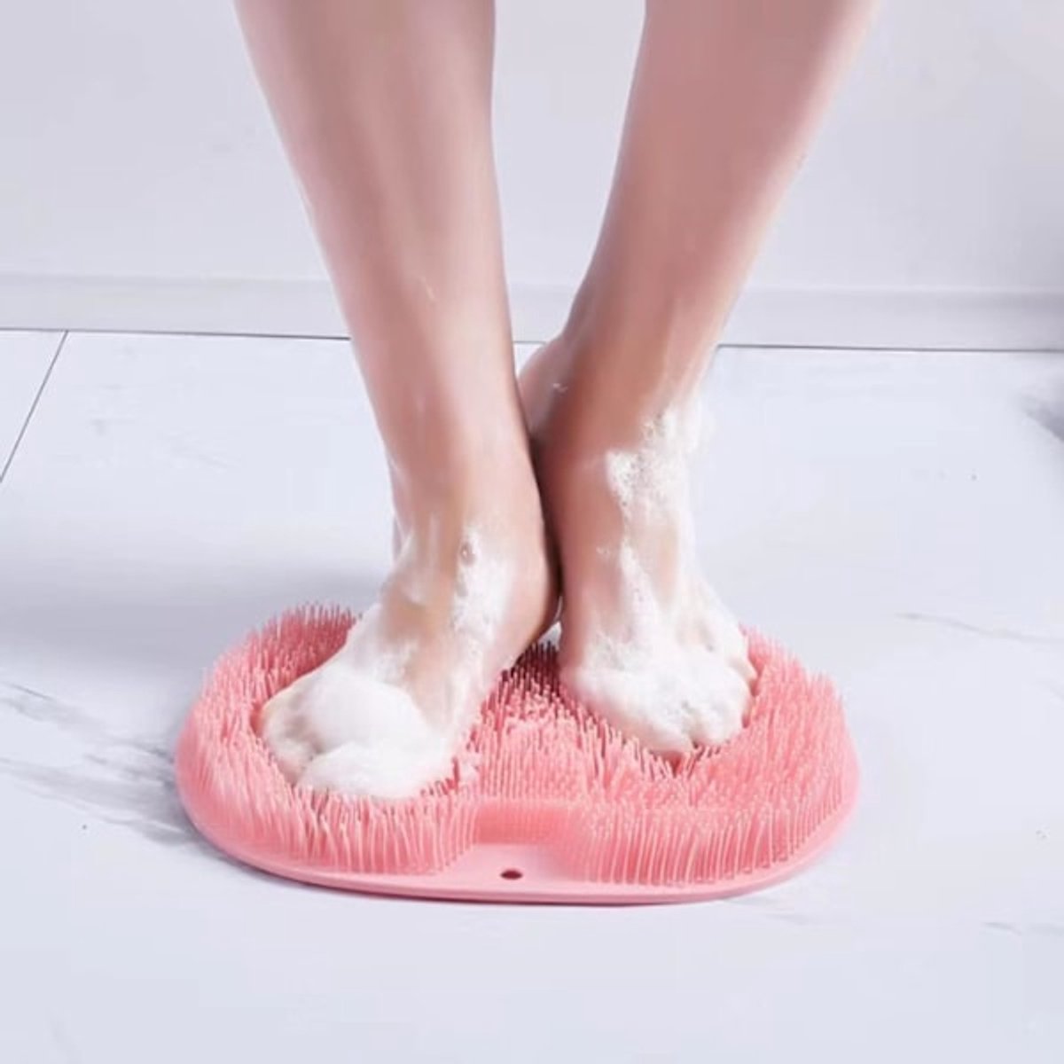 Bathroom Scrubber Mat - Non-Slip Silicone Massage Mat - Shower Back Scrubber - Massage Mat with Non-Slip Suction Cups - Exfoliating Bathroom Mat Pink - Image 3