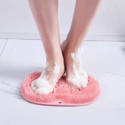 Bathroom Scrubber Mat - Non-Slip Silicone Massage Mat - Shower Back Scrubber - Massage Mat with Non-Slip Suction Cups - Exfoliating Bathroom Mat Pink - Image 3