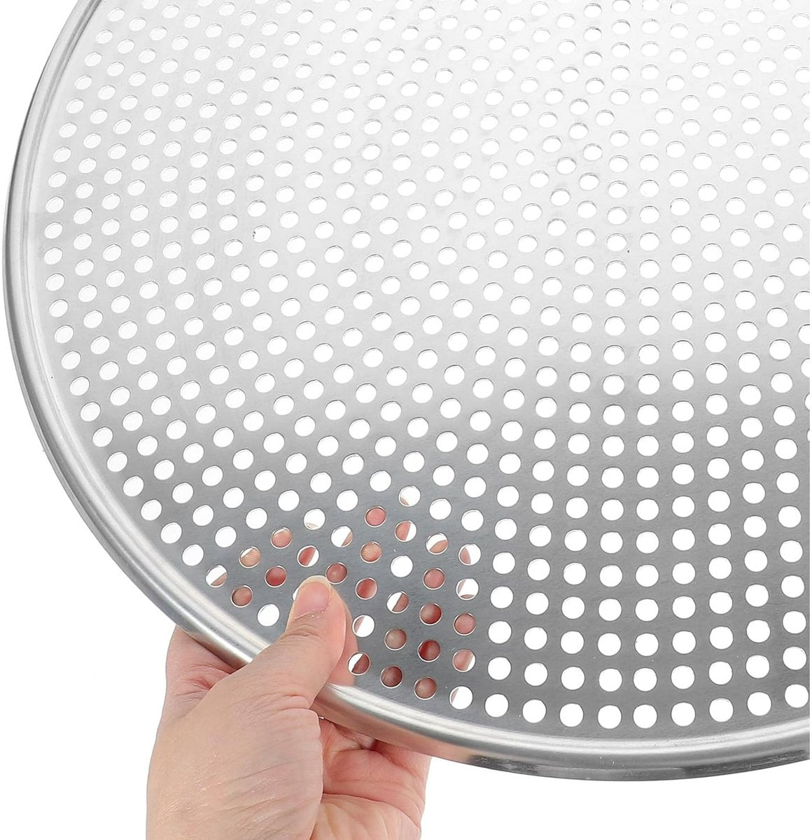 Stainless Steel Pizza Pan - Perforated - 16 Inch - Round Pizza Stand - Pizza Tray - Pizza Storage Tray - Oven Safe - Silver for Home and Restaurants - Image 2