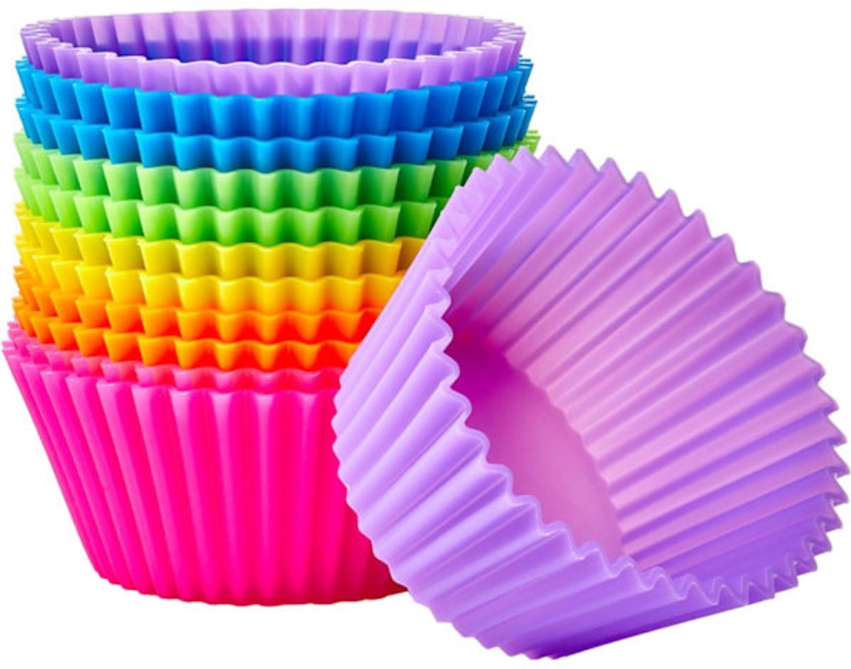 Baking Trays - Round Reusable Baking Trays - Pack of 12 (Ovenproof up to 220°C) - Assorted Colors